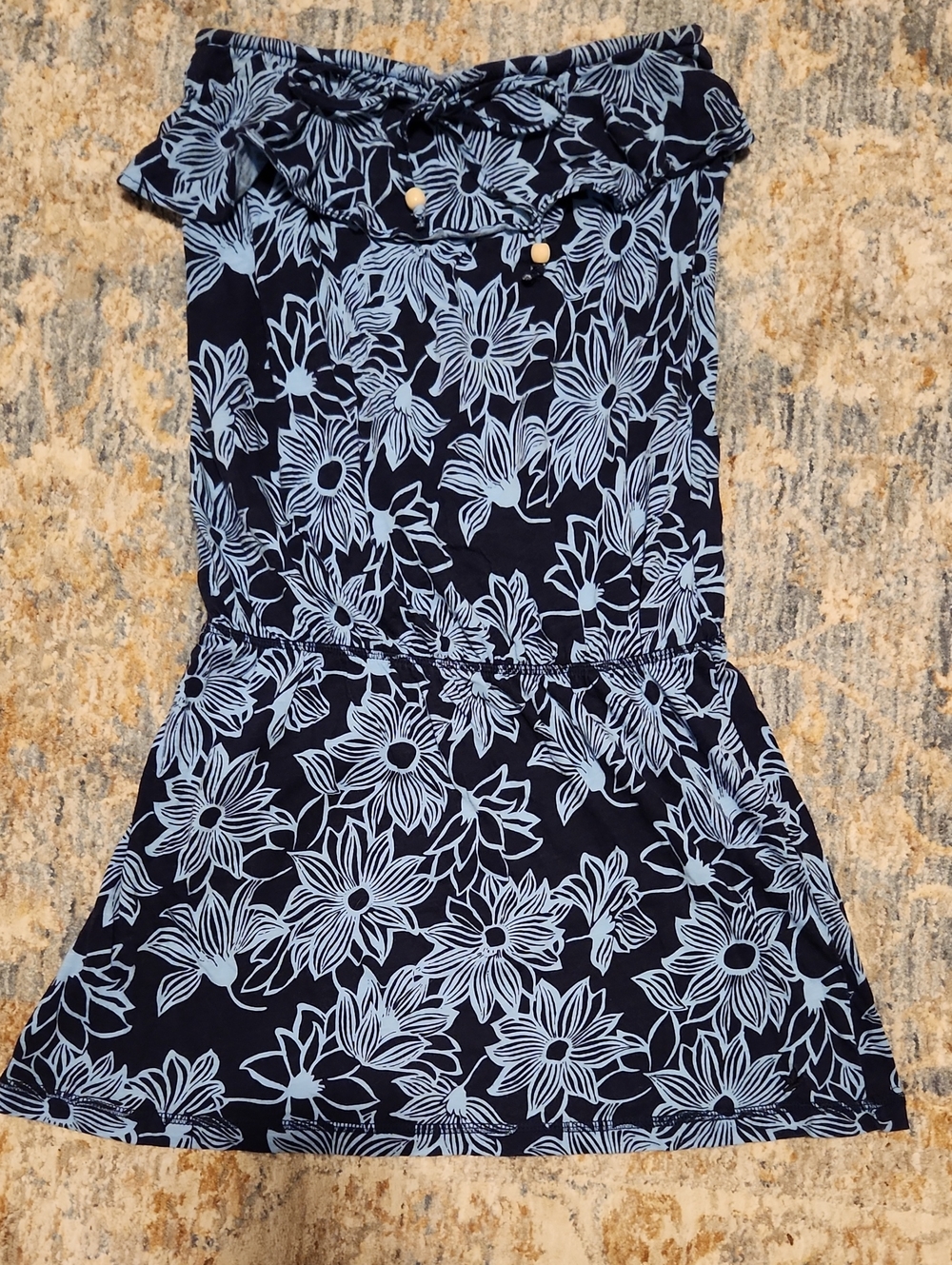 aerie Blue Floral Print Strapless Dress